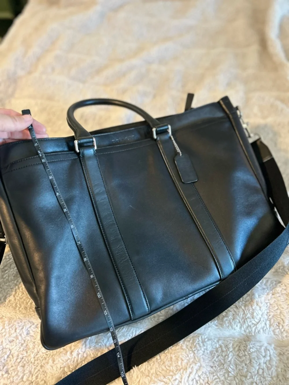 Coach Luggage Black Leather carry-on/Tote Bag - Picture 7 of 8